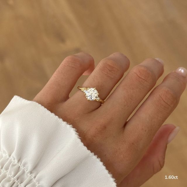 Alani Yellow Gold Three Stone Twisted Band Engagement Ring
