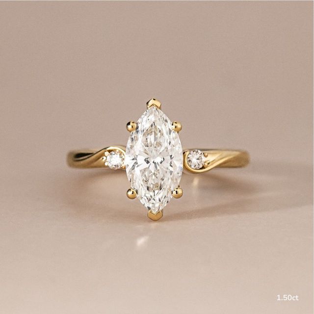 Alani Yellow Gold Three Stone Twisted Band Engagement Ring