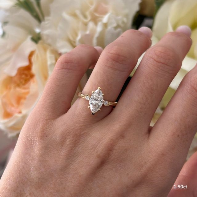 Alani Yellow Gold Three Stone Twisted Band Engagement Ring