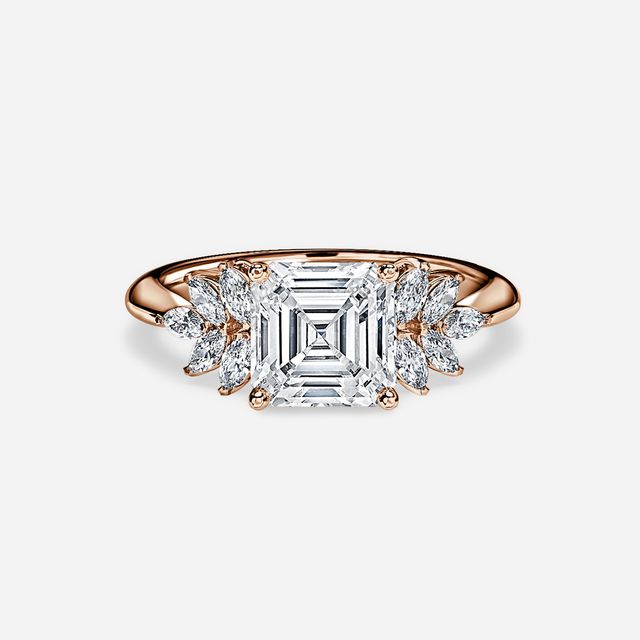 Anastasia Rose Gold Plain Band Bridal Set Engagement Ring