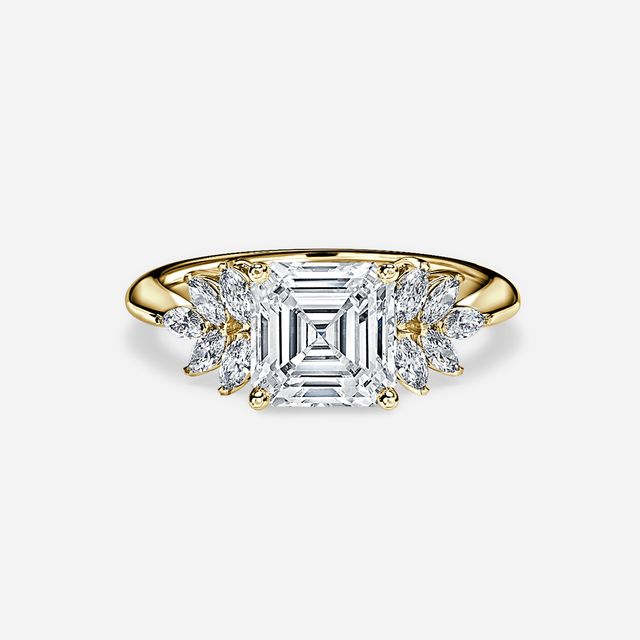 Anastasia Yellow Gold Pavé Band Bridal Set Engagement Ring