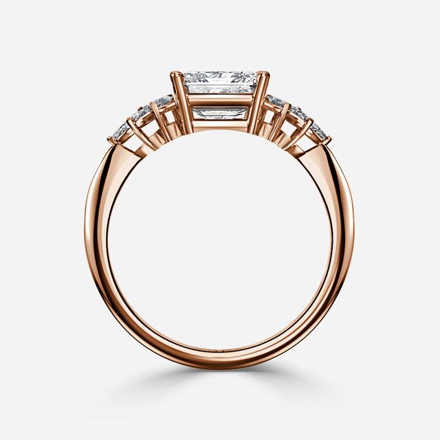 Anastasia Rose Gold Plain Band Bridal Set Engagement Ring