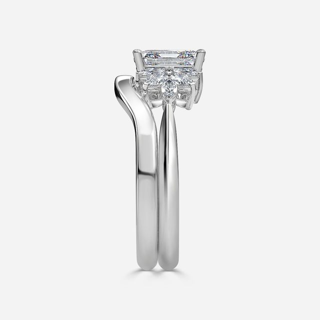 Anastasia White Gold Plain Band Bridal Set Engagement Ring