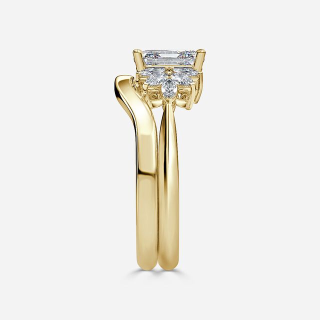 Anastasia Yellow Gold Plain Band Bridal Set Engagement Ring