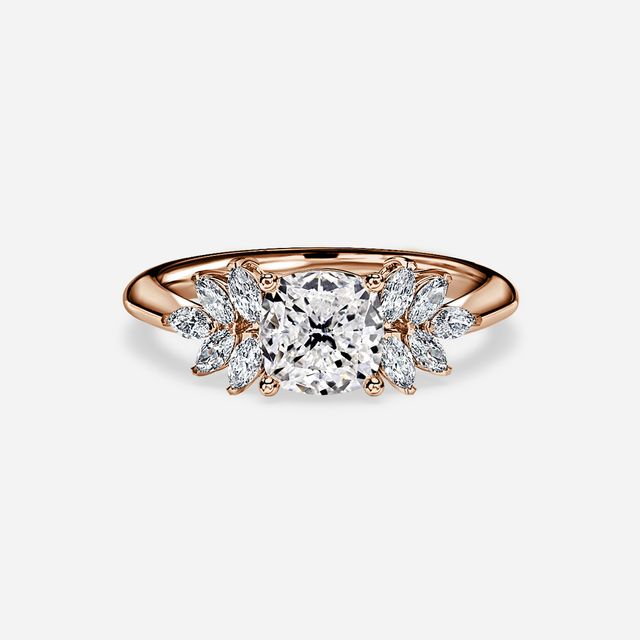 Anastasia Rose Gold Plain Band Bridal Set Engagement Ring