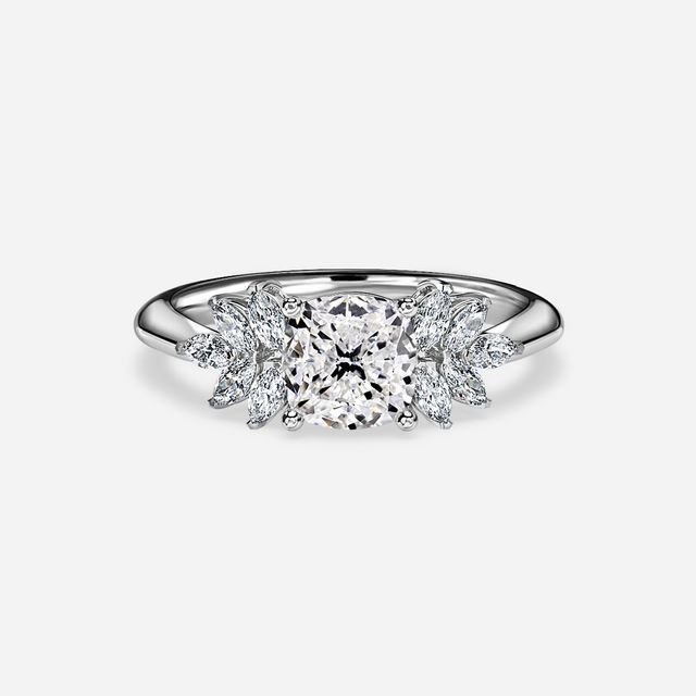 Anastasia Platinum Plain Band Bridal Set Engagement Ring