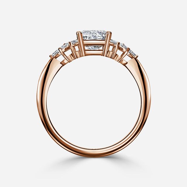 Anastasia Rose Gold Plain Band Bridal Set Engagement Ring