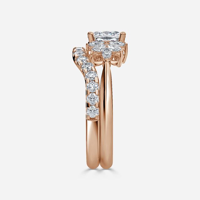 Anastasia Rose Gold Pavé Band Bridal Set Engagement Ring