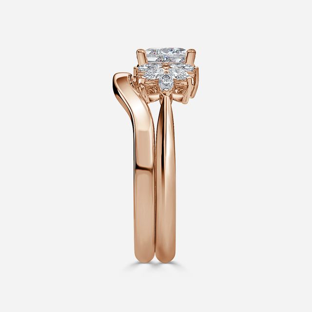 Anastasia Rose Gold Plain Band Bridal Set Engagement Ring