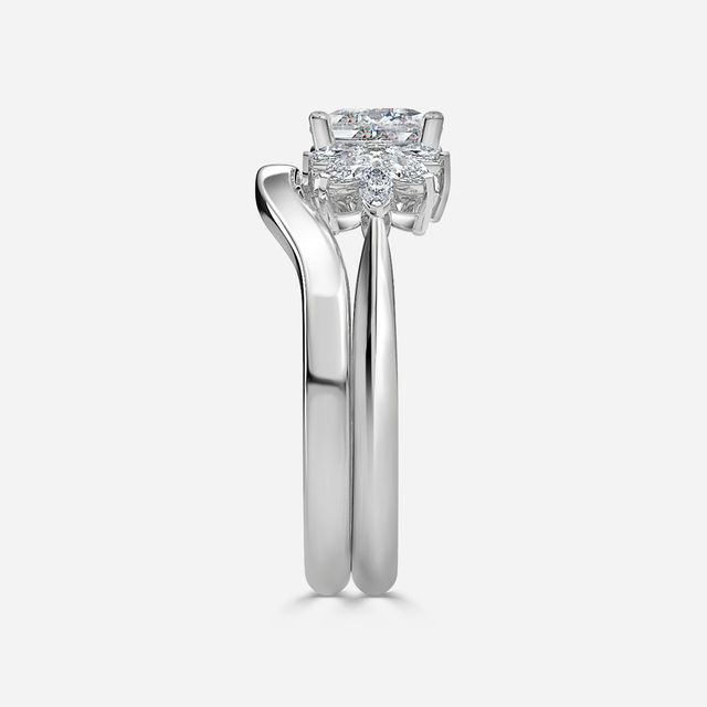 Anastasia White Gold Plain Band Bridal Set Engagement Ring