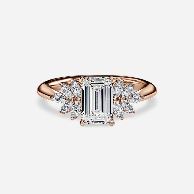 Anastasia Rose Gold Plain Band Bridal Set Engagement Ring