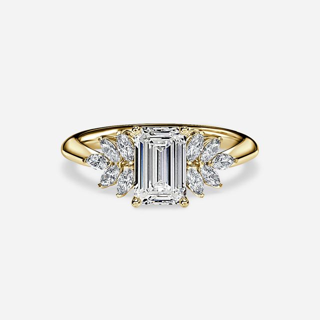 Anastasia Yellow Gold Pavé Band Bridal Set Engagement Ring