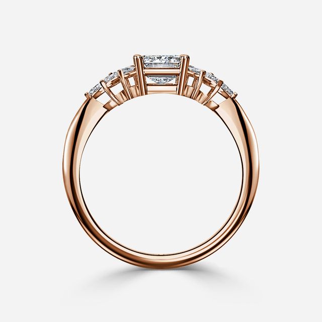 Anastasia Rose Gold Plain Band Bridal Set Engagement Ring