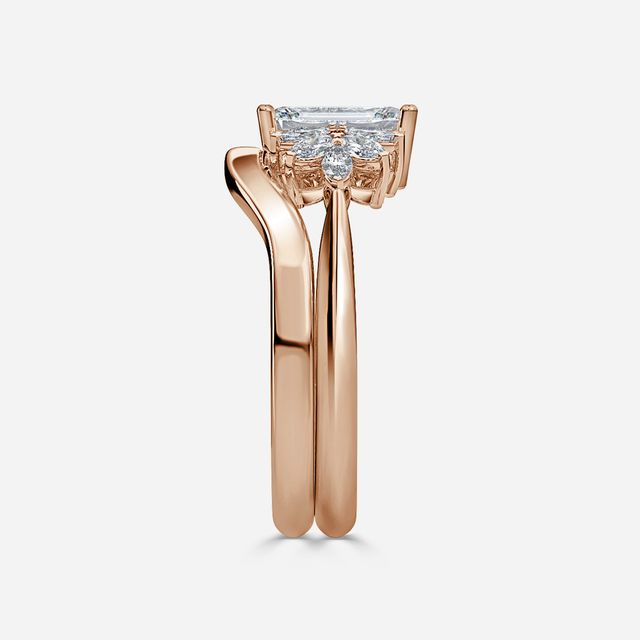 Anastasia Rose Gold Plain Band Bridal Set Engagement Ring