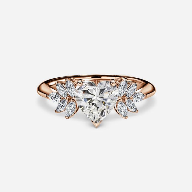 Anastasia Rose Gold Plain Band Bridal Set Engagement Ring