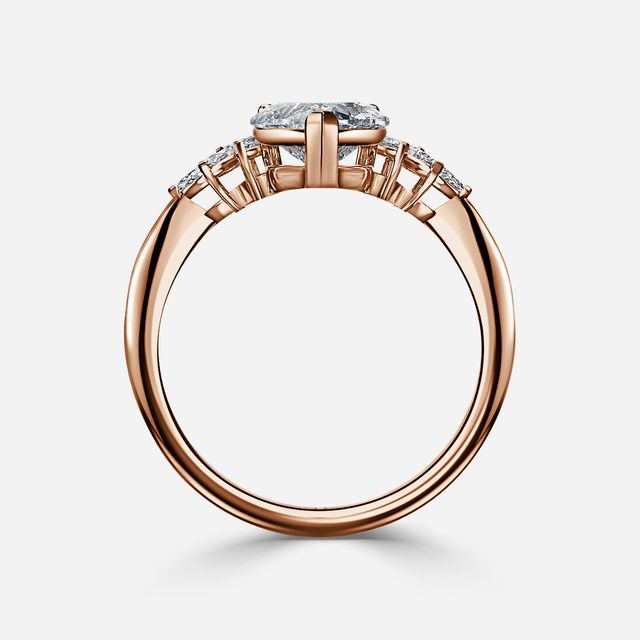 Anastasia Rose Gold Plain Band Bridal Set Engagement Ring