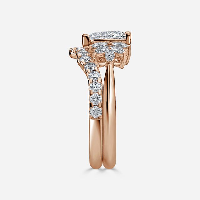 Anastasia Rose Gold Pavé Band Bridal Set Engagement Ring