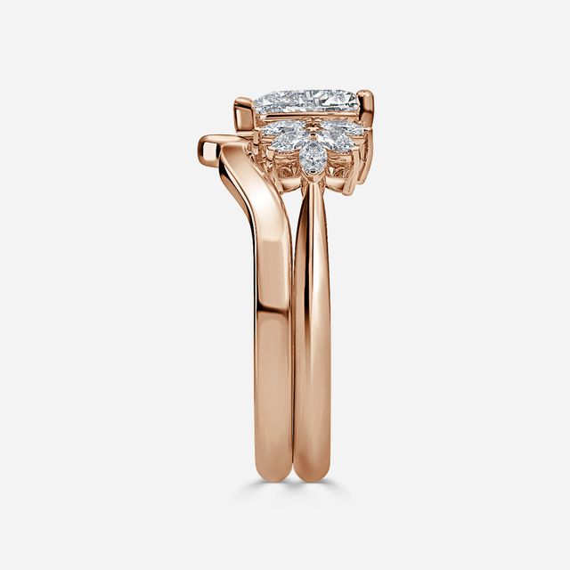 Anastasia Rose Gold Plain Band Bridal Set Engagement Ring