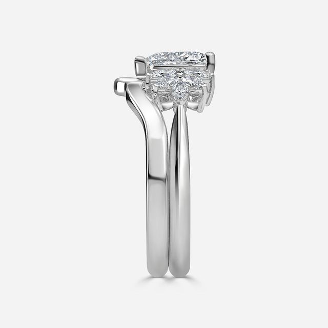 Anastasia White Gold Plain Band Bridal Set Engagement Ring