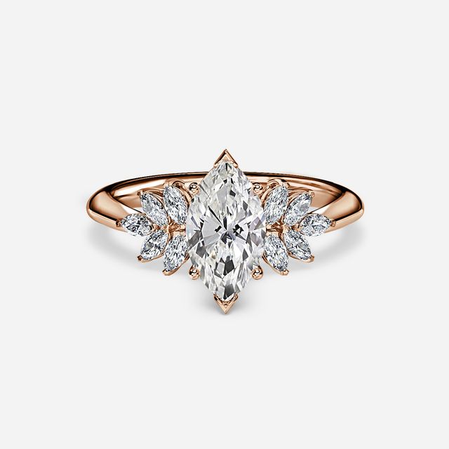 Anastasia Rose Gold Pavé Band Bridal Set Engagement Ring