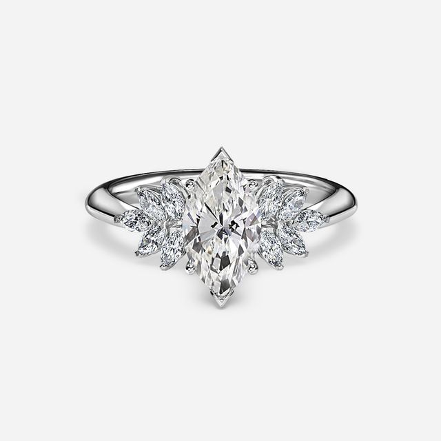 Anastasia White Gold Plain Band Bridal Set Engagement Ring
