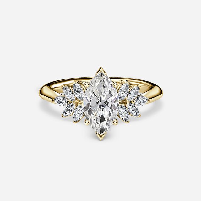 Anastasia Yellow Gold Pavé Band Bridal Set Engagement Ring