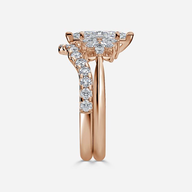 Anastasia Rose Gold Pavé Band Bridal Set Engagement Ring