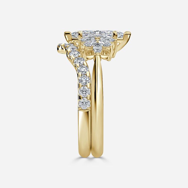 Anastasia Yellow Gold Pavé Band Bridal Set Engagement Ring