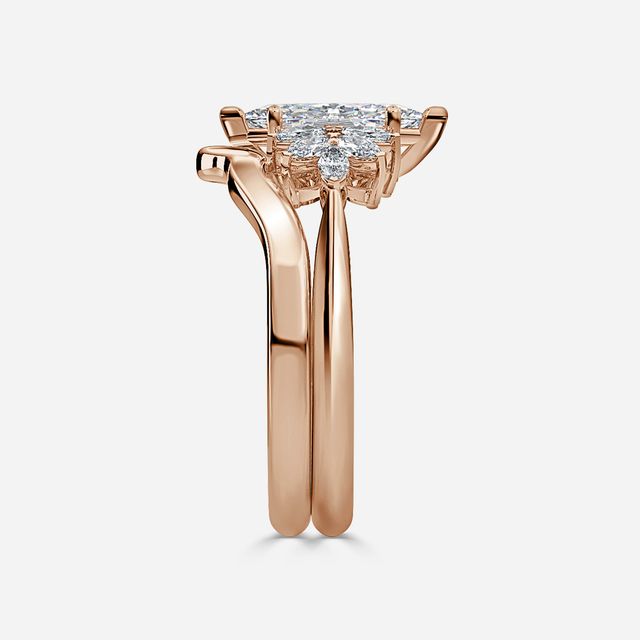 Anastasia Rose Gold Plain Band Bridal Set Engagement Ring