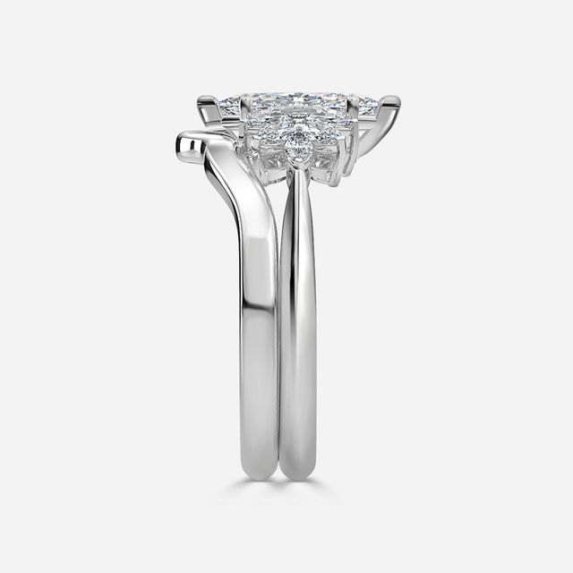 Anastasia White Gold Plain Band Bridal Set Engagement Ring