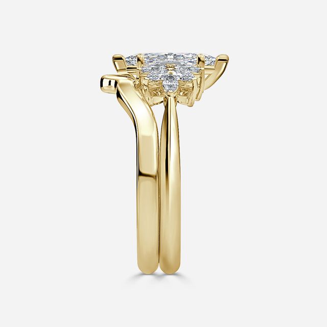 Anastasia Yellow Gold Plain Band Bridal Set Engagement Ring