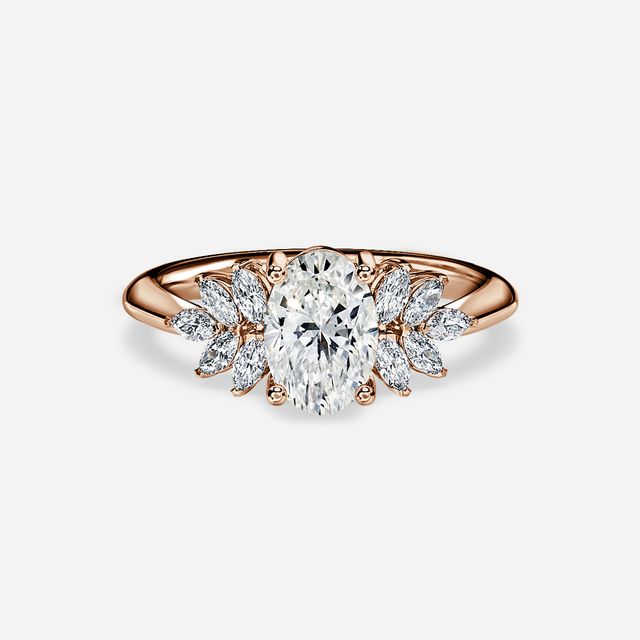 Anastasia Rose Gold Pavé Band Bridal Set Engagement Ring