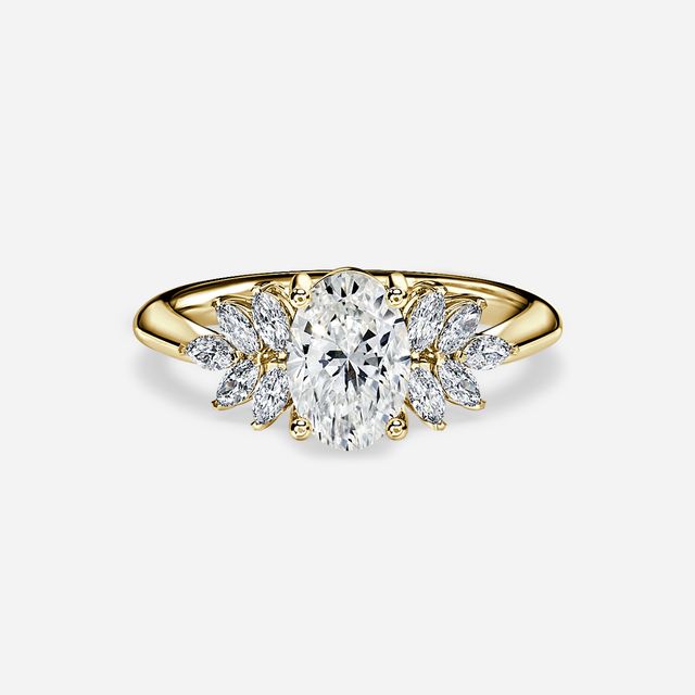Anastasia Yellow Gold Pavé Band Bridal Set Engagement Ring