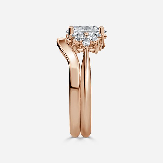 Anastasia Rose Gold Plain Band Bridal Set Engagement Ring
