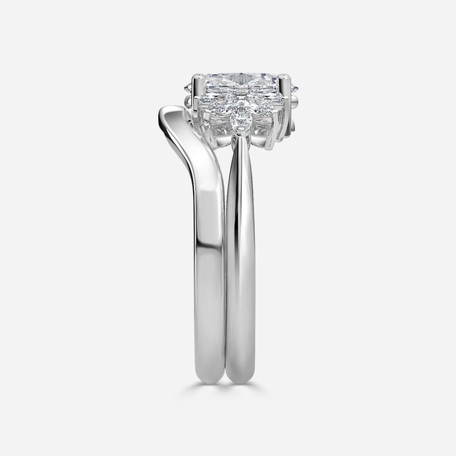 Anastasia Platinum Plain Band Bridal Set Engagement Ring
