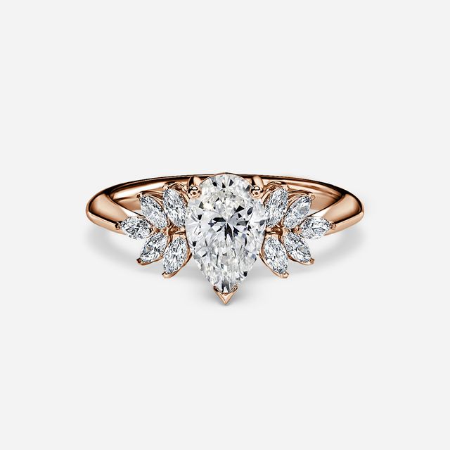 Anastasia Rose Gold Plain Band Bridal Set Engagement Ring