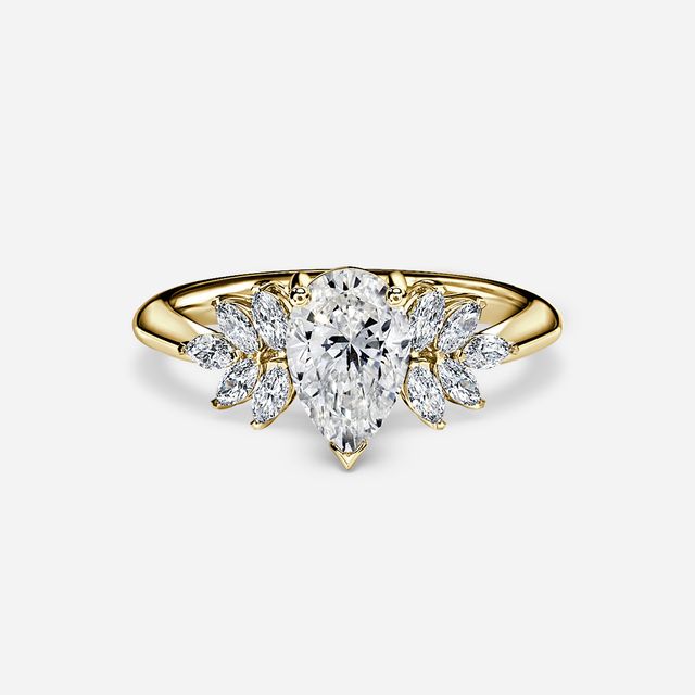 Anastasia Yellow Gold Pavé Band Bridal Set Engagement Ring