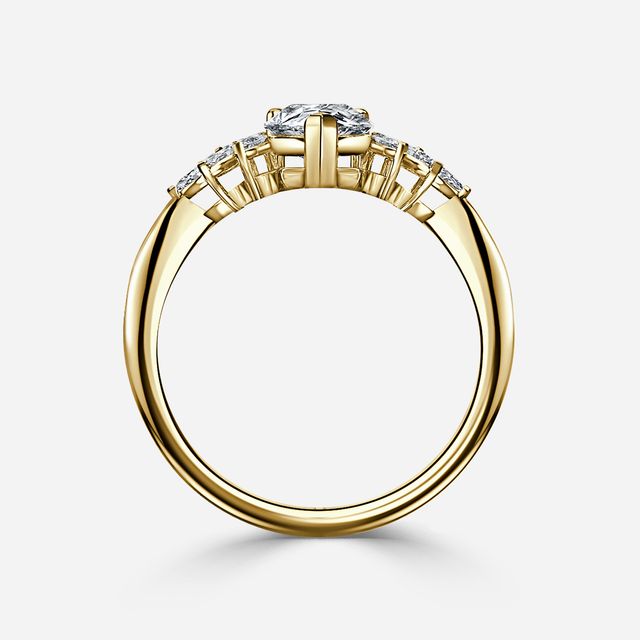 Anastasia Yellow Gold Pavé Band Bridal Set Engagement Ring