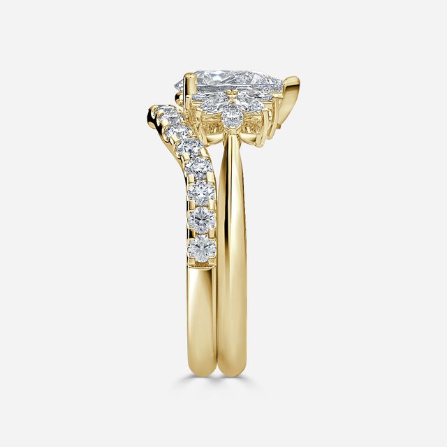 Anastasia Yellow Gold Pavé Band Bridal Set Engagement Ring