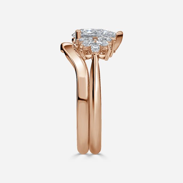 Anastasia Rose Gold Plain Band Bridal Set Engagement Ring