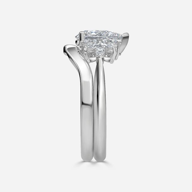 Anastasia Platinum Plain Band Bridal Set Engagement Ring