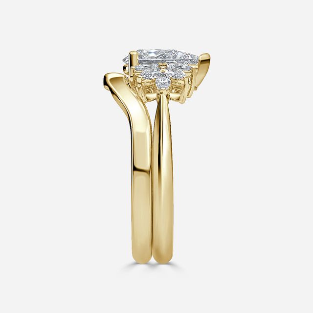 Anastasia Yellow Gold Plain Band Bridal Set Engagement Ring