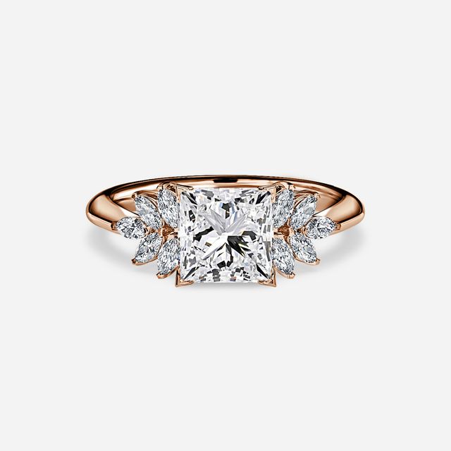 Anastasia Rose Gold Pavé Band Bridal Set Engagement Ring