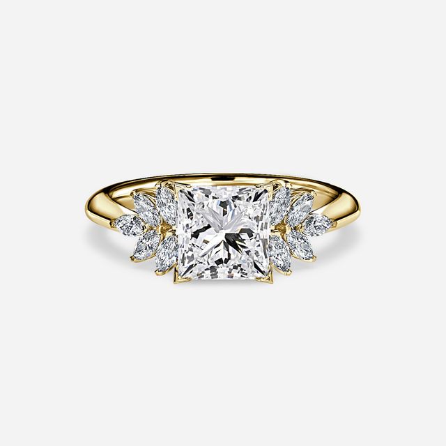 Anastasia Yellow Gold Pavé Band Bridal Set Engagement Ring