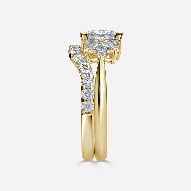 Anastasia Yellow Gold Pavé Band Bridal Set Engagement Ring