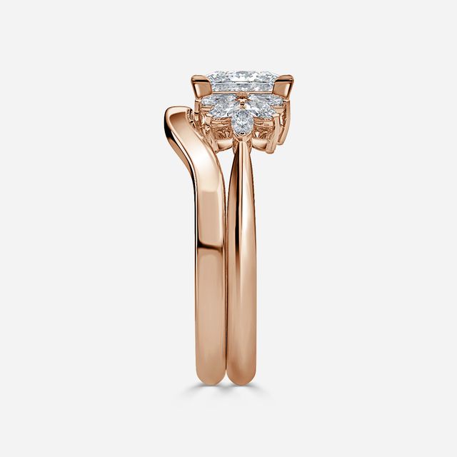 Anastasia Rose Gold Plain Band Bridal Set Engagement Ring