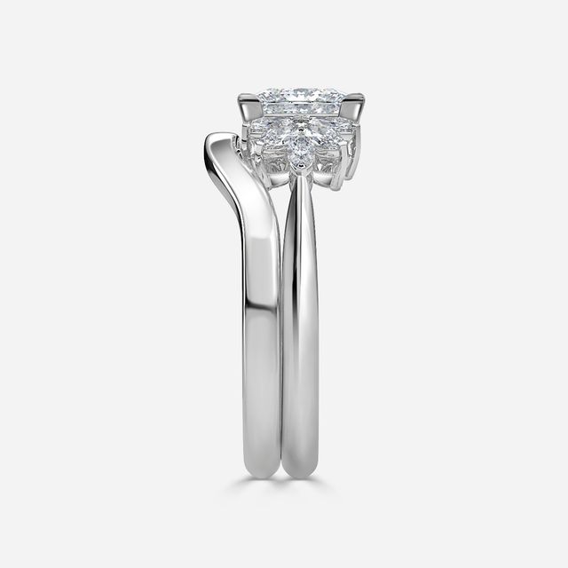 Anastasia White Gold Plain Band Bridal Set Engagement Ring