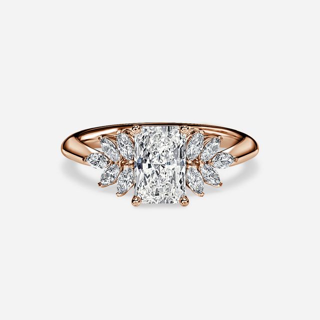 Anastasia Rose Gold Pavé Band Bridal Set Engagement Ring