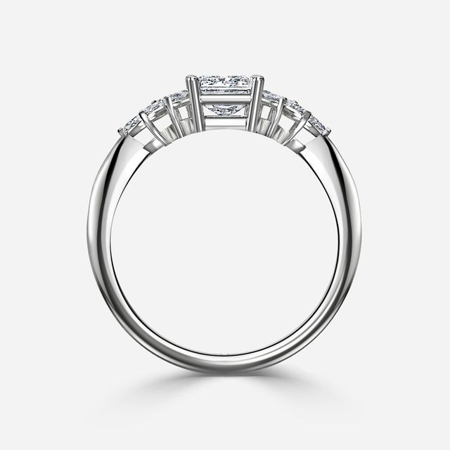 Anastasia Platinum Plain Band Bridal Set Engagement Ring