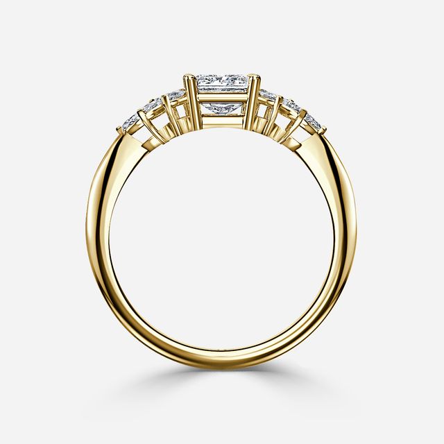 Anastasia Yellow Gold Pavé Band Bridal Set Engagement Ring